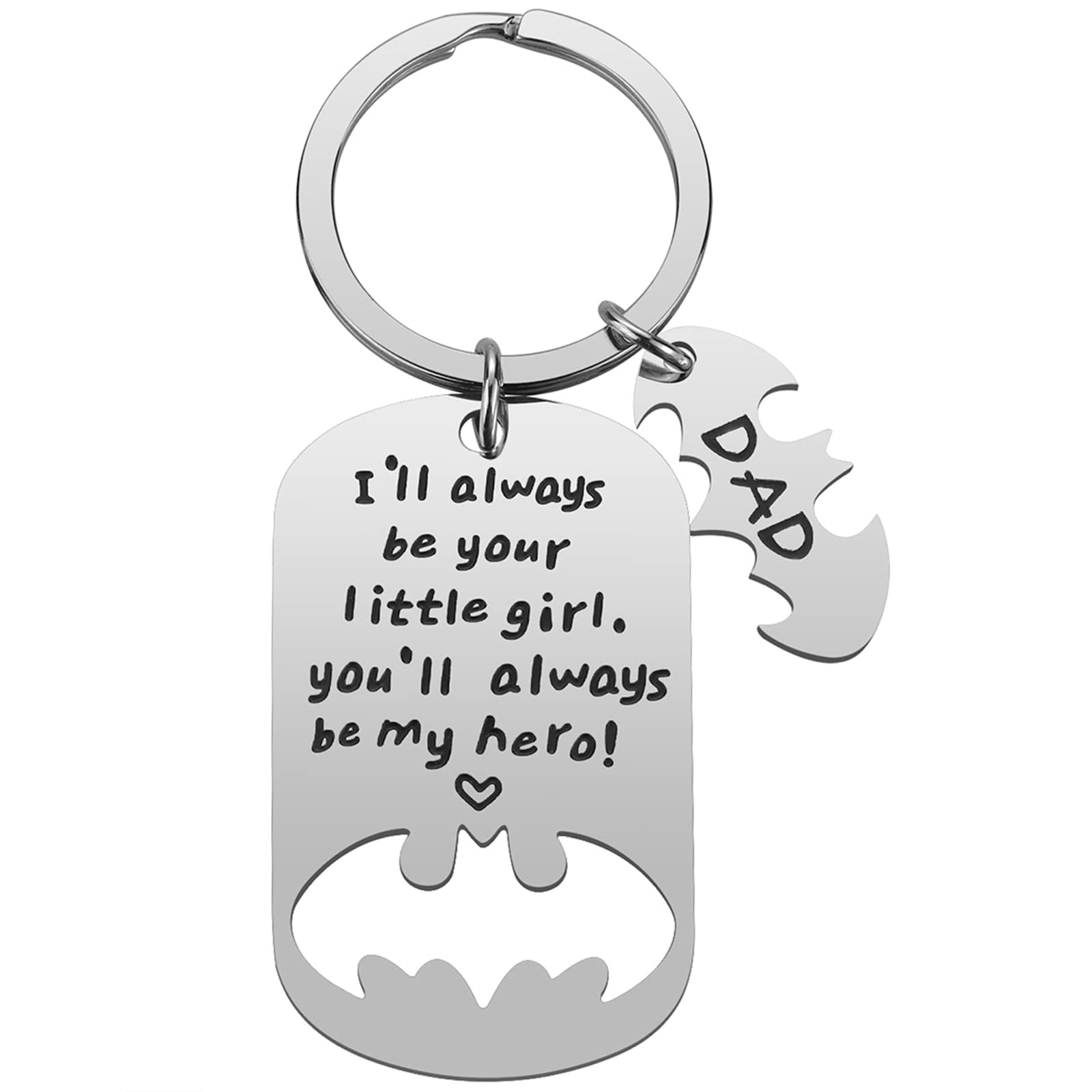 Dad Christmas Gifts from Daughter - Birthday Valentines Day Fathers Day Gifts for Dad Ill Always Be Your Little Girl Youll Always Be My Hero Father Daughter Batman Keychain