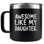 KLUBI Birthday Gifts for Dad From Daughter - Awesome Like My Daughter Tumbler 14oz Birthday Gifts for Dad From Daughter Girl Dad Mug Birthday Presents for Dad Xmas Gifts Father Christmas Gifts