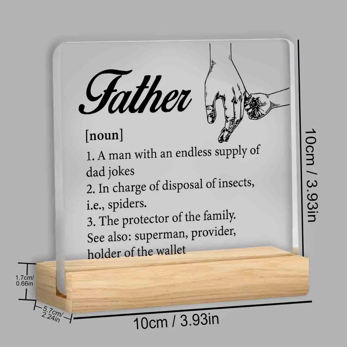 Father Gifts From Daughter Son, Gifts for Dad Birthday Father's Day, Father Definition Clear Acrylic Desk Decorative Sign