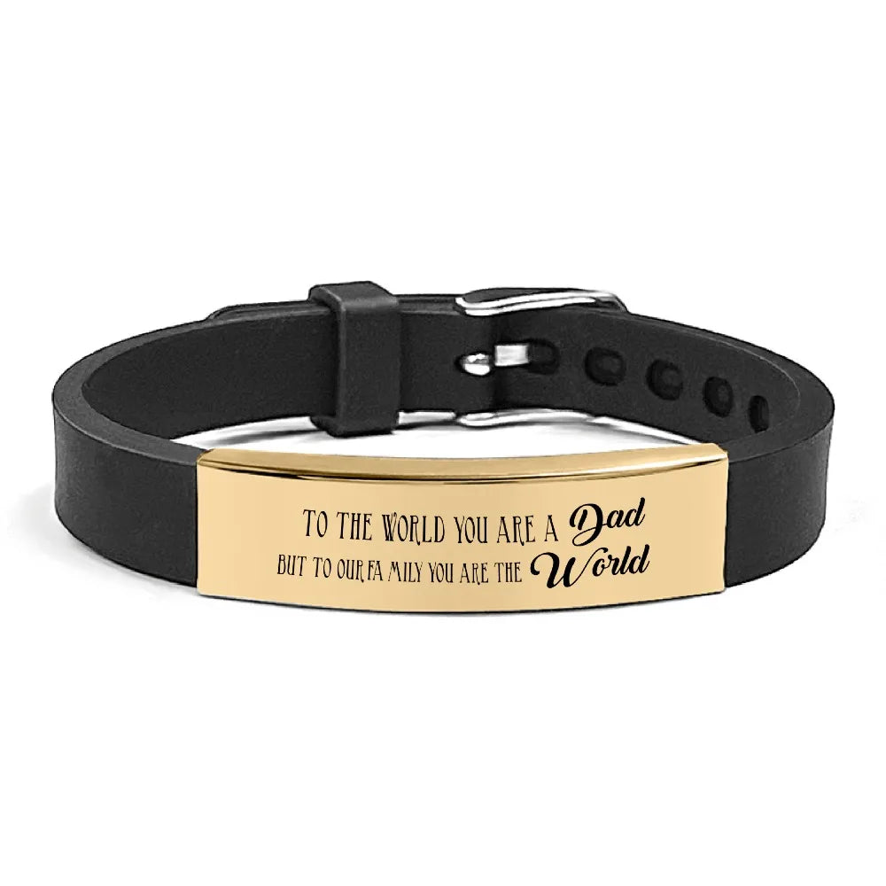 Father's Day Gifts Inspirational Quote Bracelets Wristband Adjustable Family Bracelets Stainless Steel Bracelet for Father