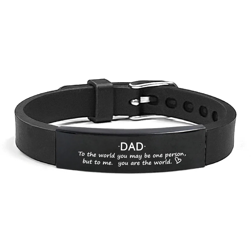 Father's Day Gifts Inspirational Quote Bracelets Wristband Adjustable Family Bracelets Stainless Steel Bracelet for Father