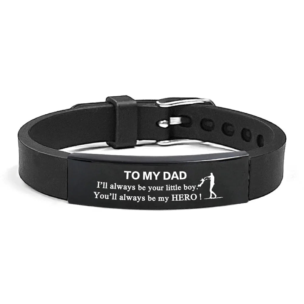 Father's Day Gifts Inspirational Quote Bracelets Stainless Steel Wristband Family Bracelets Adjustable Bracelet for Father