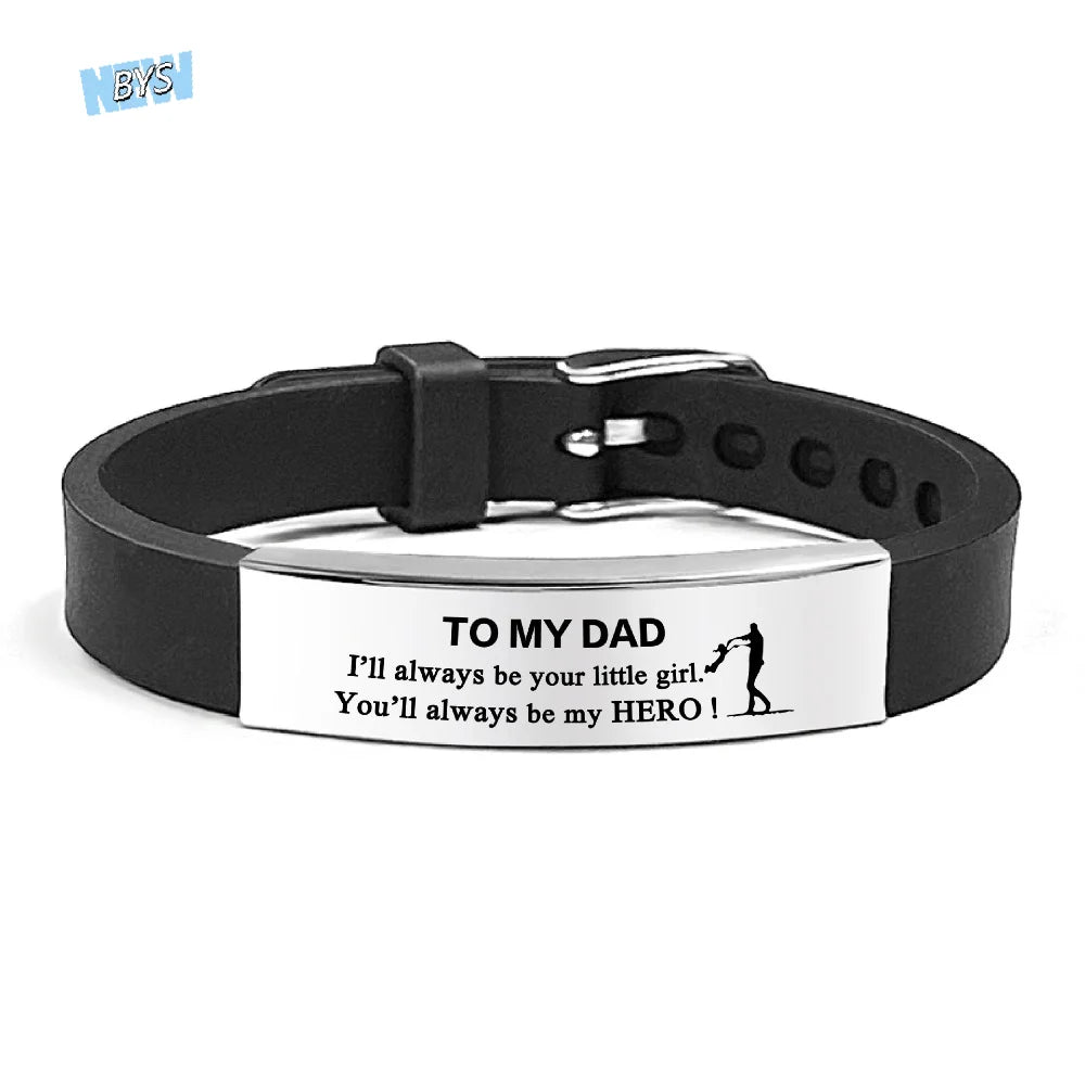 Father's Day Gifts Inspirational Quote Bracelets Wristband Stainless Steel Family Bracelets Adjustable Bracelet for Father