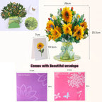 3D Creative Bouquet Gift Card for Mother Father Wife Friends Blessing Card Gift for Mothers Fathers Day Thank You Greeting Cards