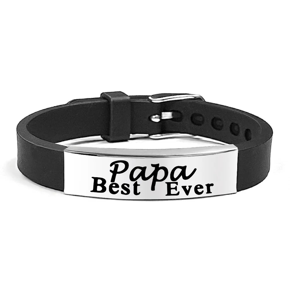 Father's Day Gifts Inspirational Quote Bracelets Stainless Steel Wristband Family Bracelets Adjustable Bracelet for Father