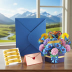 3D Creative Bouquet Gift Card for Mother Father Wife Friends Blessing Card Gift for Mothers Fathers Day Thank You Greeting Cards
