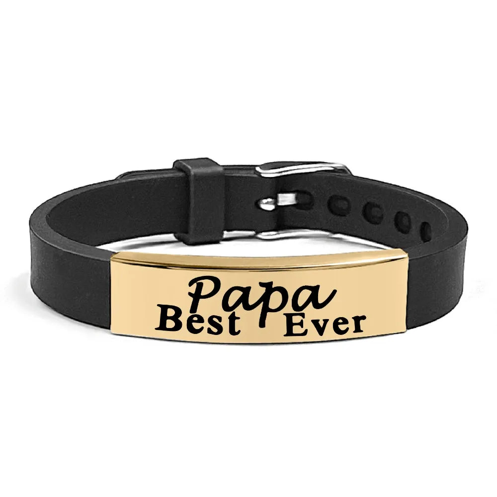Father's Day Gifts Inspirational Quote Bracelets Stainless Steel Wristband Family Bracelets Adjustable Bracelet for Father