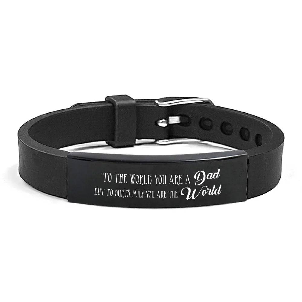 Father's Day Gifts Inspirational Quote Bracelets Wristband Adjustable Family Bracelets Stainless Steel Bracelet for Father