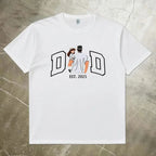 Fathers Day Gift Shirt Men Personalized Dad Portrait Family Design Cotton Tee Present for Husband Birthday Men Clothing