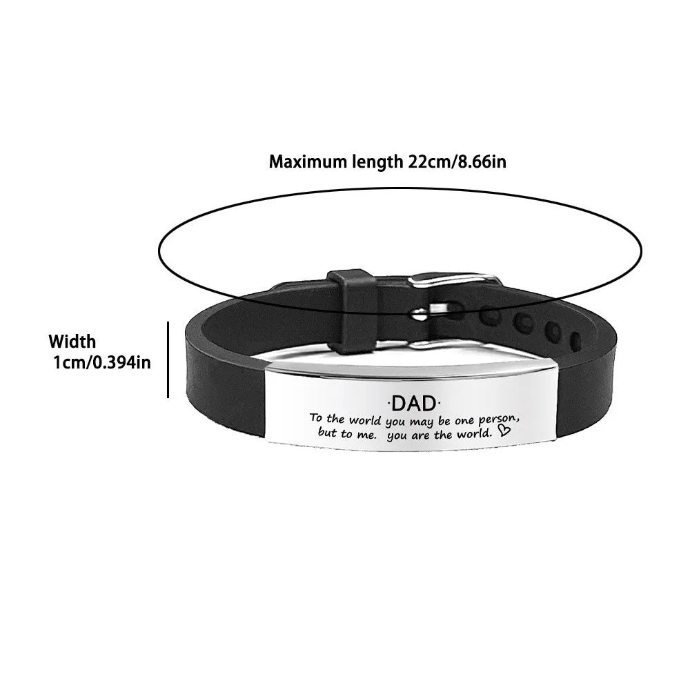 Father's Day Gifts Inspirational Quote Bracelets Stainless Steel Wristband Family Bracelets Adjustable Bracelet for Father