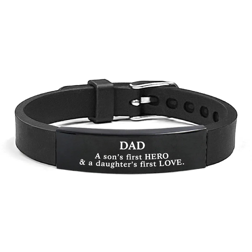 Father's Day Gifts Inspirational Quote Bracelets Wristband Adjustable Family Bracelets Stainless Steel Bracelet for Father