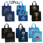 12Pcs Father's Day Theme Non Woven Gift Packing Bag Tie Best Dad Candy Cookie Tote Bag for Father Day Birthday Party Decoration