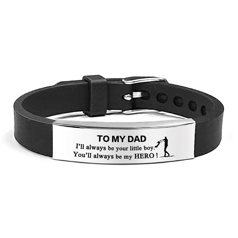 Father's Day Gifts Inspirational Quote Bracelets Wristband Adjustable Family Bracelets Stainless Steel Bracelet for Father