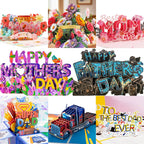 3D Creative Bouquet Gift Card for Mother Father Wife Friends Blessing Card Gift for Mothers Fathers Day Thank You Greeting Cards