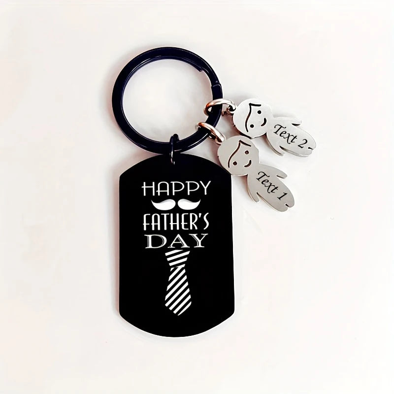 Father's Day Custom Photo Keychain Commemorative The Day You Became My Daddy Stainless Steel Keyring Personalized Gift For Daddy