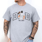 Fathers Day Gift Shirt Men Personalized Dad Portrait Family Design Cotton Tee Present for Husband Birthday Men Clothing