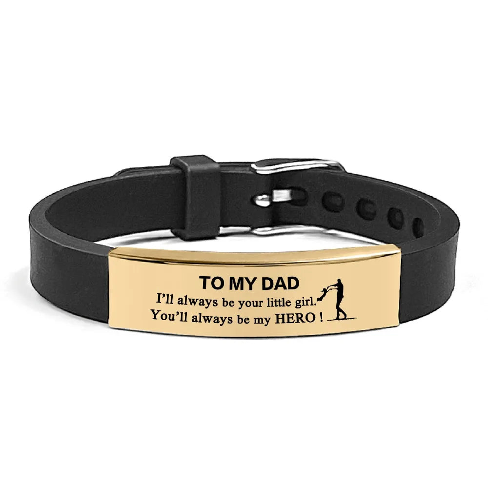 Father's Day Gifts Inspirational Quote Bracelets Wristband Adjustable Family Bracelets Stainless Steel Bracelet for Father