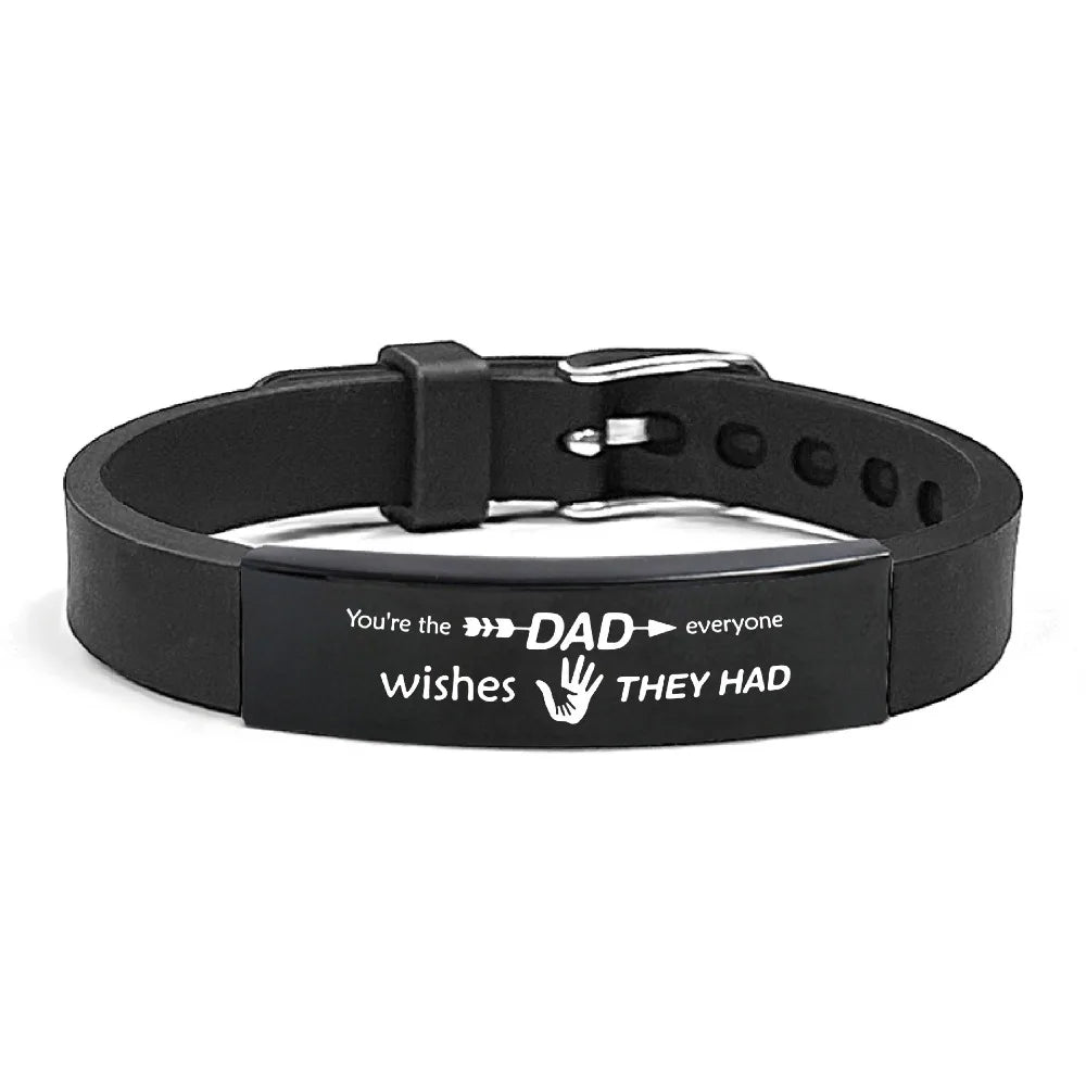 Father's Day Gifts Inspirational Quote Bracelets Wristband Adjustable Family Bracelets Stainless Steel Bracelet for Father
