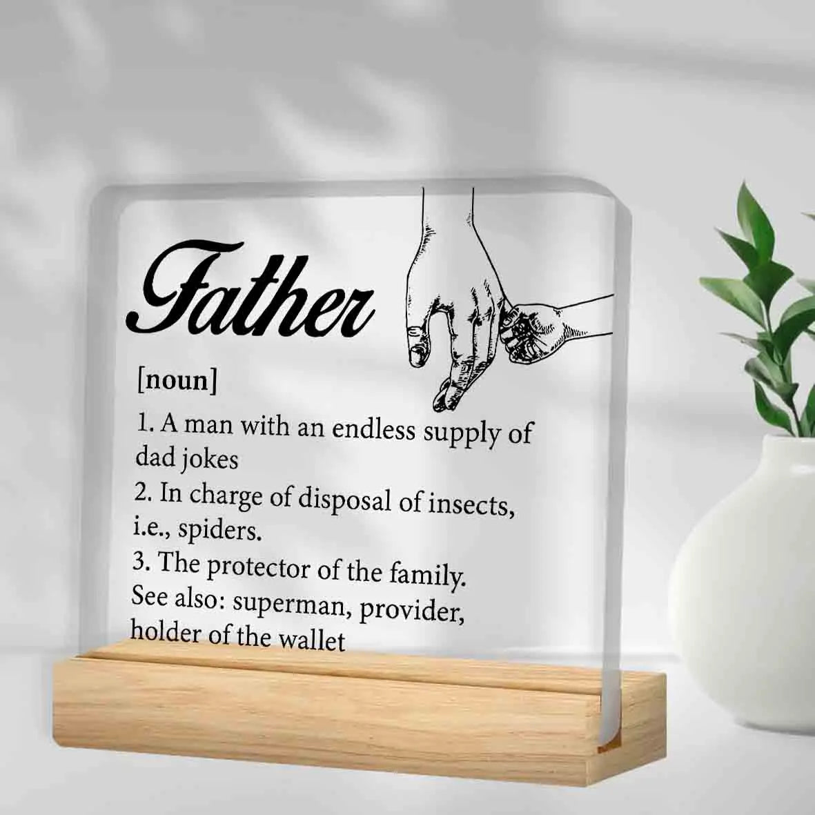 Father Gifts From Daughter Son, Gifts for Dad Birthday Father's Day, Father Definition Clear Acrylic Desk Decorative Sign
