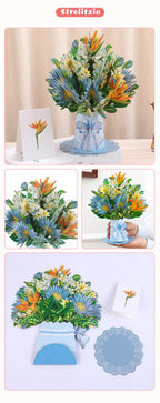 3D Creative Bouquet Gift Card for Mother Father Wife Friends Blessing Card Gift for Mothers Fathers Day Thank You Greeting Cards