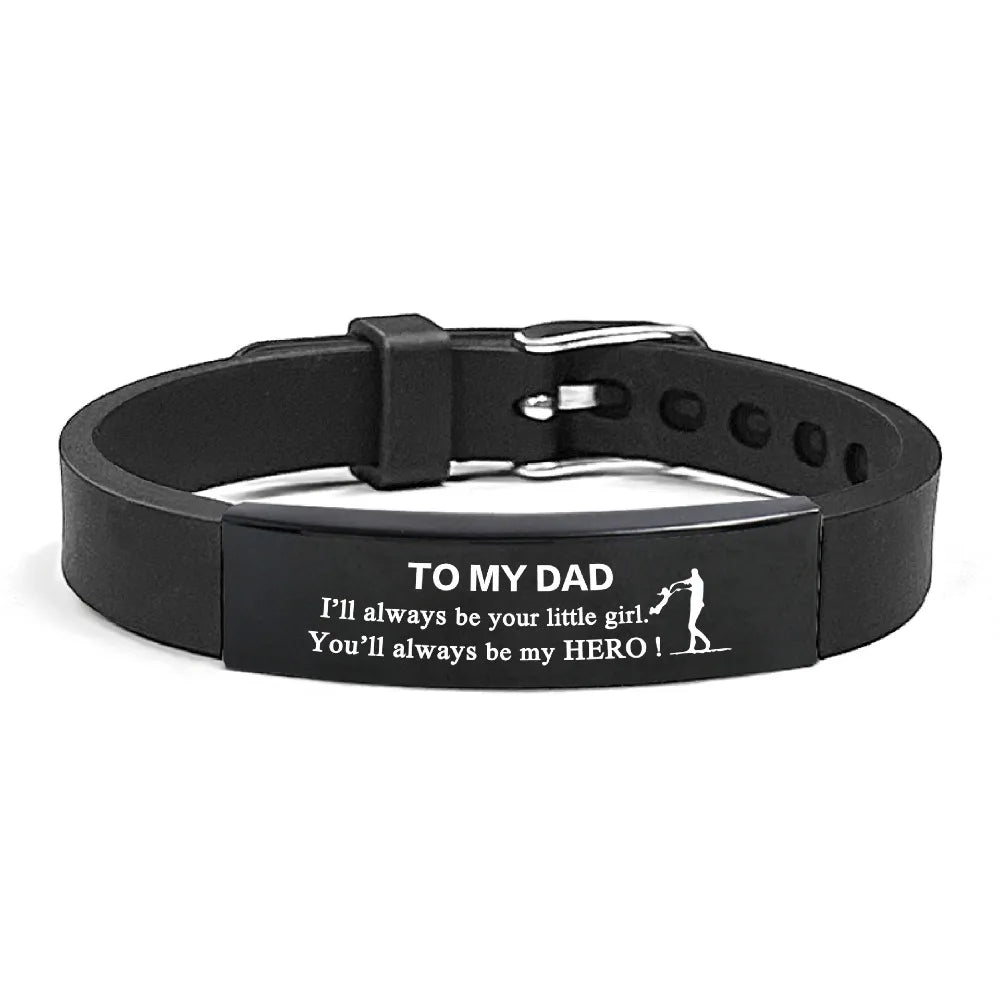 Father's Day Gifts Inspirational Quote Bracelets Stainless Steel Wristband Family Bracelets Adjustable Bracelet for Father