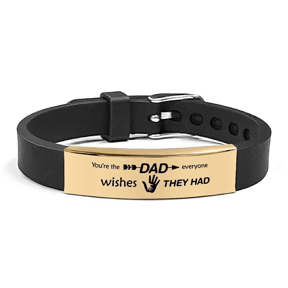 Father's Day Gifts Inspirational Quote Bracelets Stainless Steel Wristband Family Bracelets Adjustable Bracelet for Father