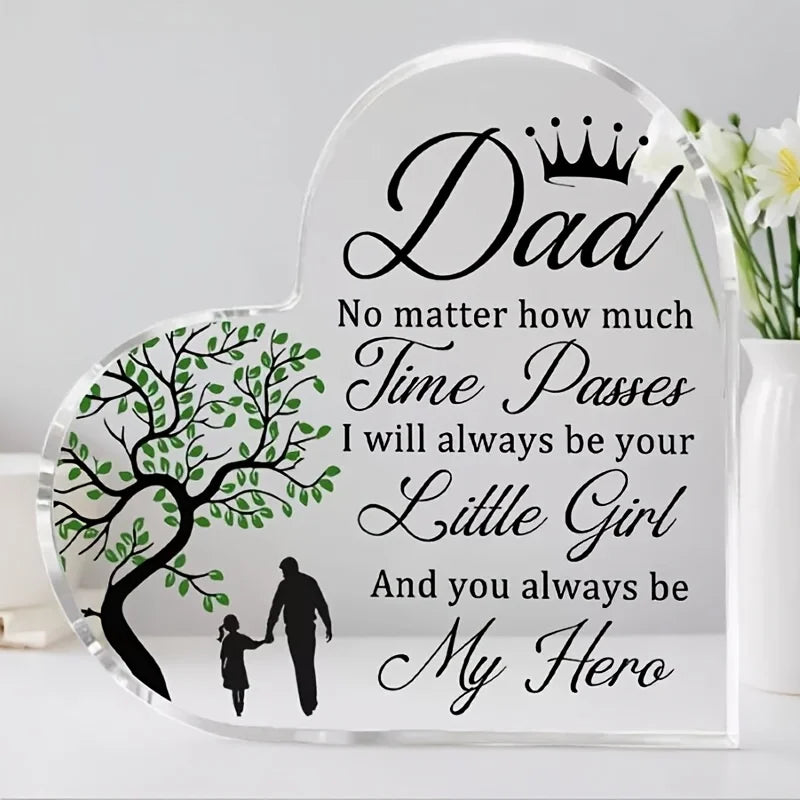 Dad Gifts From Daughter Heart Acrylic Plaque Fathers Day Gift Dad Birthday Gift