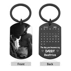 Father's Day Custom Photo Keychain Commemorative The Day You Became My Daddy Stainless Steel Keyring Personalized Gift For Daddy