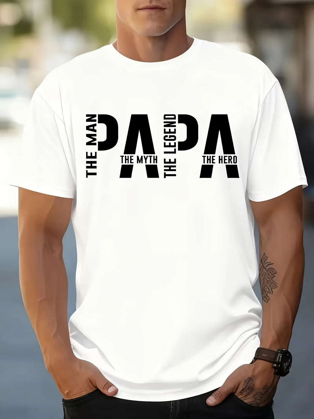 Summer Men's Father's Day Exclusive Fashion Short-sleeved Shirt with The "Dad" Theme Slogan 100% Cotton Comfortable and Casual