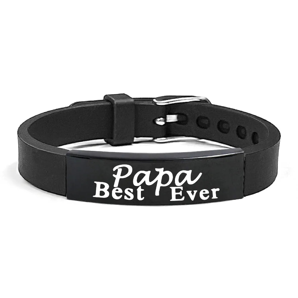 Father's Day Gifts Inspirational Quote Bracelets Wristband Adjustable Family Bracelets Stainless Steel Bracelet for Father
