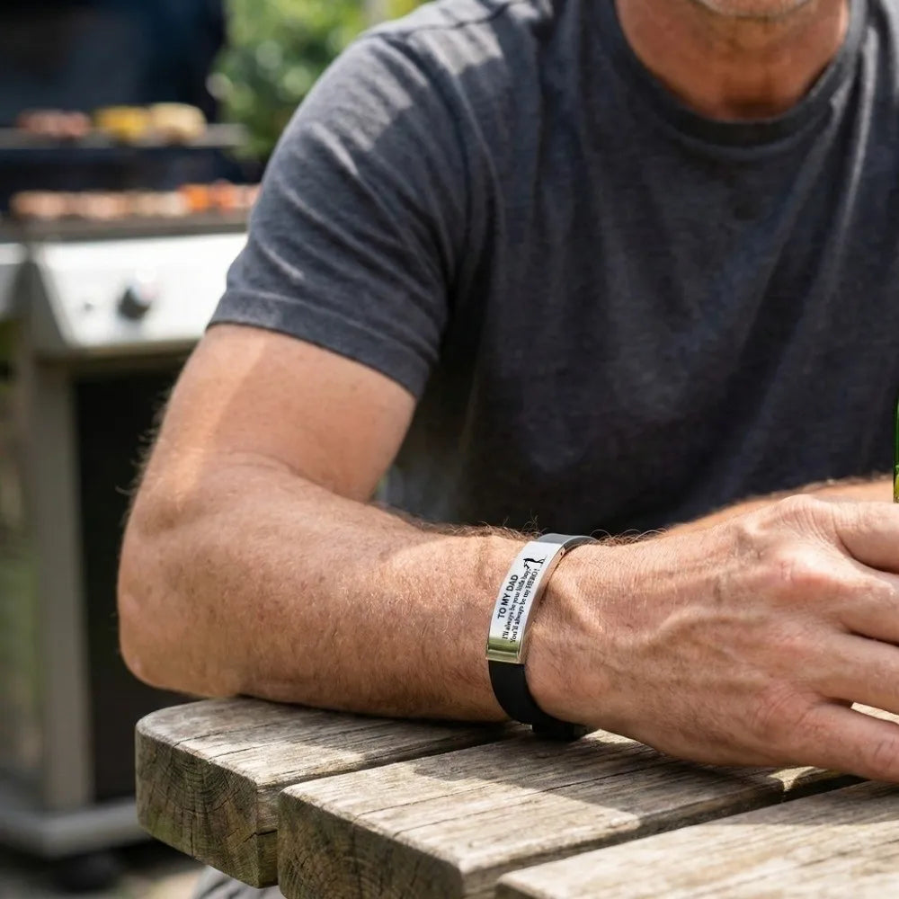 Father's Day Gifts Inspirational Quote Bracelets Wristband Adjustable Family Bracelets Stainless Steel Bracelet for Father