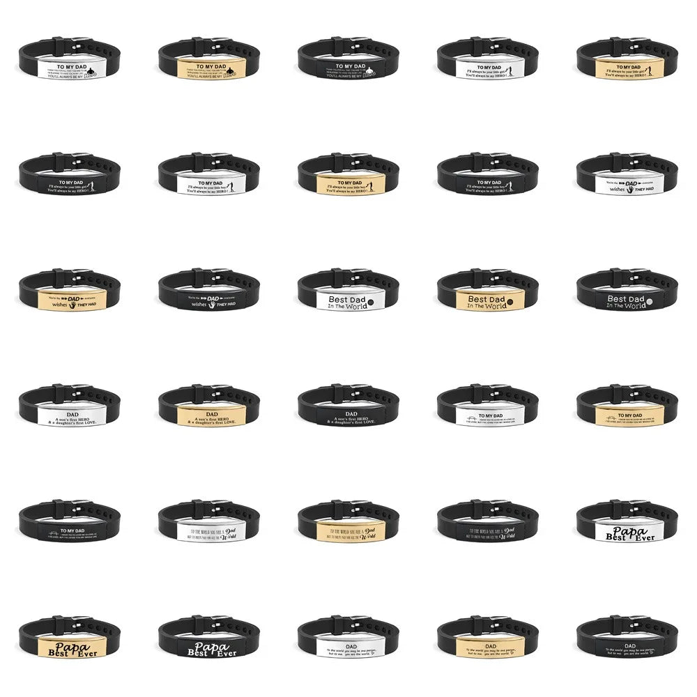 Father's Day Gifts Inspirational Quote Bracelets Stainless Steel Wristband Family Bracelets Adjustable Bracelet for Father