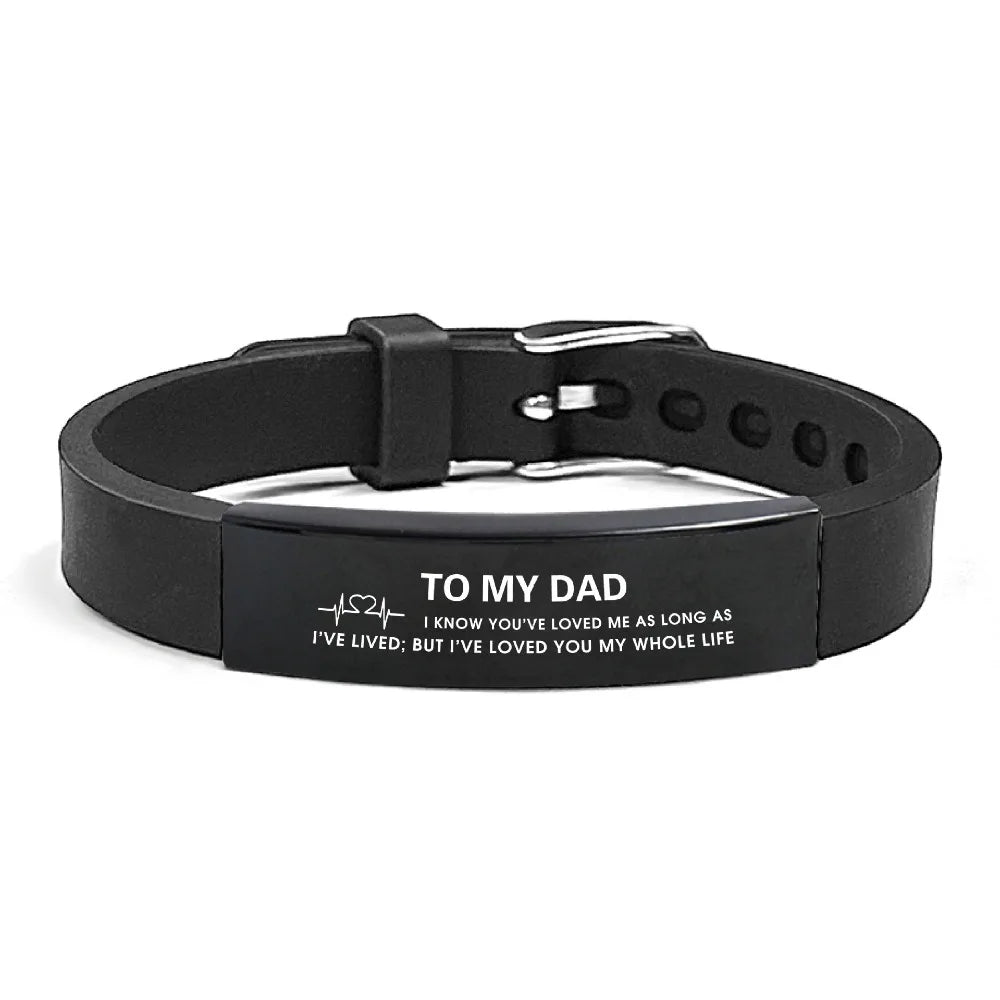 Father's Day Gifts Inspirational Quote Bracelets Stainless Steel Wristband Family Bracelets Adjustable Bracelet for Father