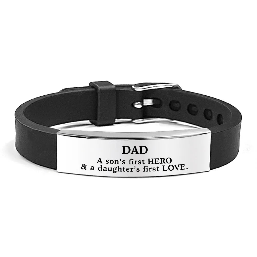 Father's Day Gifts Inspirational Quote Bracelets Wristband Adjustable Family Bracelets Stainless Steel Bracelet for Father