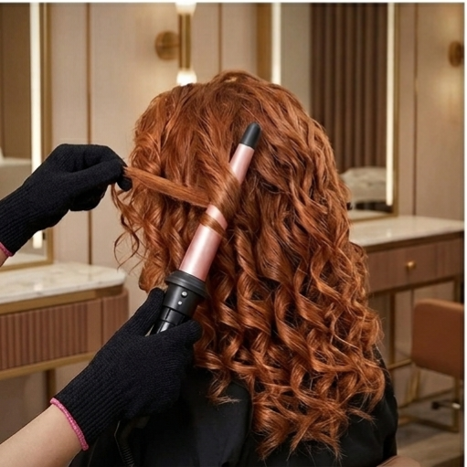 5 in 1 Curling Wand Set - SIQUER Curling Iron Set 1/2 to 1 1/4 Inch Beach Waves Wands 1 1/2 Inch Thermal Brush Fast Heating Up Hair Curlers for Women with Protective Gloves Clamps (Rose Black)